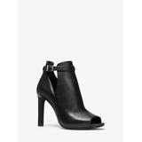 Michael Kors Lawson Leather Open-Toe Ankle Boot Black 10