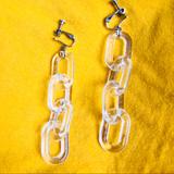 Urban Outfitters Accessories | Clip On No Piercing Acrylic Plexi Clear Loop Hoop Dangle Chain Earrings | Color: Silver/White | Size: Os