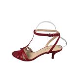 Nine West Shoes | Euc Nine West Odarlin Strappy Leather Heeled Sandals | Color: Red | Size: 7.5