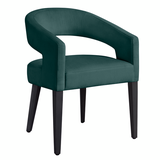 Philippa Dining Chair - Matte Black - Plush Velvet Evergreen