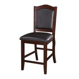 Red Barrel Studio® Dark Brown Wood Finish Set of 2 Counter Height Chairs Faux Leather/Wood/Upholstered in Black/Brown | Wayfair