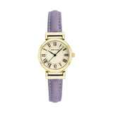 Anne Klein Women's Round Cream Dial Gold Plated Watch With Lavender Leather Band