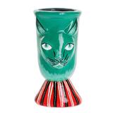 Top Cat in Green,'Handcrafted Ceramic Planter in Green'