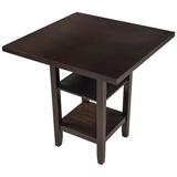 Red Barrel Studio® Square Wooden Counter Height Dining Table w/ 2-Tier Storage Shelving, Espresso Wood in Brown, Size 36.2 H x 35.4 W x 35.4 D in
