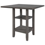 Red Barrel Studio® Square Wooden Counter Height Dining Table w/ 2-Tier Storage Shelving, Espresso Wood in Gray, Size 36.2 H x 35.4 W x 35.4 D in