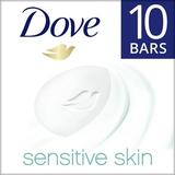 Dove Moisturizing Beauty Bar Sensitive Skin Effectively Washes Away Bacteria While Nourishing Your Skin for Softer Skin Fragrance-Free Hypoallergenic Beauty Bar 3.75 oz 10 Bars