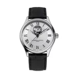 Frederique Constant Men's Swiss Classic Heartbeat Automatic Diamonds Black Leather Strap Watch