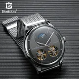 Bestdon Double Tourbillon Men's Watch Fashion Automatic Mechanical Watches Moon Phase Stainless