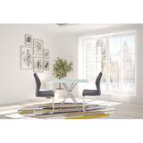 New Spec Inc 3 Pcs Square Dining Set Glass/Metal/Upholstered Chairs in Gray/White, Size 30.0 H in | Wayfair CAFE308SBER3