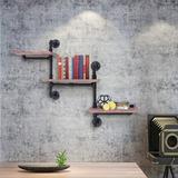 Williston Forge Industrial Pipe Shelves, Wall Mounted 3-Tire Vintage Floating Shelves For Bedroom Bathroom Living Room Laundry Room Wood | Wayfair