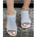 PAOTMBU Women's Sandals Gray - Gray Peep-Toe Wedge Sandal - Women