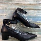 Nine West Shoes | Nine West Brianyah Womens Black Leather Ankle Strap Pump Shoe Low Heel Dress 9.5 | Color: Black | Size: 9.5