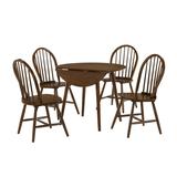 Nyle Round Folding 5PC Dining Set in Walnut - Table & Four Chairs - Picket House Furnishings CDJN500EV5PC