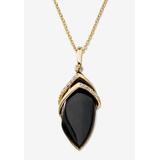 Women's Yellow Gold-Plated Marquise Shaped Onyx And Cubic Zirconia Pendant Jewelry by PalmBeach Jewelry in Onyx