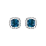 Effy® 1/3 Ct. T.w. Diamond And 5.85 Ct. T.w. Blue Topaz Earrings In 14K White Gold