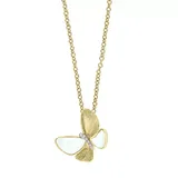 Effy® 1/10 Ct. T.w. Diamond And Mother Of Pearl Butterfly Pendant Necklace In 14K Yellow Gold, 16 In