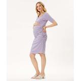Times 2 Women's Casual Dresses RED/WHITE/BLUE - Red & Blue Stripe Maternity Ruched Half-Sleeve Dress - Women