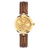 Versace Virtus Infinity Leather Strap Watch, 34mm in Gold at Nordstrom