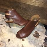 Coach Shoes | Coach Milah Open-Toe Slingback Kitten Heel Brown Leather Ankle Boots | Color: Brown/Tan | Size: 8