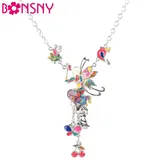Bonsny Maxi Alloy Butterfly Fairy Enamel Jewelry Colorful Pendant 2016 New Fashion Jewelry For Women