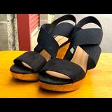 American Eagle Outfitters Shoes | American Eagle Womens Platform Black Lace Cork Platform Sandals Size 11 | Color: Black | Size: 11