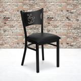 Flash Furniture Hercules Coffee Back Metal Restaurant Chair Faux Leather/Upholstered in Black, Size 33.25 H x 17.25 W x 17.25 D in | Wayfair