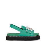 Logo-plaque Leather Slingback Sandals - Green - Dolce & Gabbana Flats