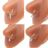 Nose Piercing Hoop Ring Hinged Segment Zircon Septum Piercing Chain Ear Cartilage Tragus Helix Lip