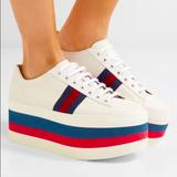 Gucci Shoes | Gucci Peggy Platform Sneakers | Color: White | Size: Various