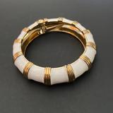 J. Crew Jewelry | J. Crew White Bamboo Hinged Bangle Bracelet | Color: Gold/White | Size: Os