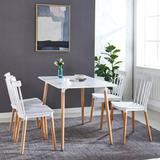 Corrigan Studio® 5-Piece Dining Table Set, Includes A Rectangular Dining Table & 4 Chairs, White & Black Wood/Plastic/Acrylic in Brown/White Wayfair