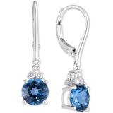 Amethyst (2-1/4 Ct. T.w.) & Diamond (1/8 Ct. T.w.) Leverback Drop Earrings In 14k Gold (also In Garnet & Blue Topaz) - Blue - Macy's Earrings