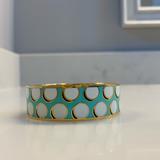 Kate Spade Jewelry | Kate Spade New York On The Ball Teal, White, And Gold Polka Dot Cuff Bracelet | Color: Gold/White | Size: Os