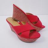 Nine West Shoes | Nine West Havaha Platform Wedge Sandals | Color: Cream/Red | Size: 8
