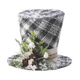Gracie Oaks Checked Top Hat Hanging Figurine Ornament Fabric in Black/White, Size 4.5 H x 5.0 W x 5.0 D in | Wayfair