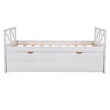 Gracie Oaks Multi-Functional Daybed w/ Drawers & Trundle Wood in White, Size 35.2 H x 39.2 W x 75.7 D in | Wayfair 0C2B443420F4410397D77FE1CC0202E9