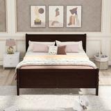 Casset Wood Platform Bed w/ Headboard & Wooden Slat Support Wood in Brown, Size 35.4 H x 57.0 W x 82.3 D in | Wayfair MDKMV220451-xia