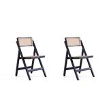 Manhattan Comfort Solid Wood Folding Side Chair in Beige Wood in Black, Size 32.68 H x 18.11 W x 20.87 D in | Wayfair DCCA08-BK