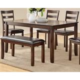 Red Barrel Studio® Classic Style 6Pcs-Dining Set Rectangle Table 4 Side Chairs & Bench Dining Room Furniture MDF Rubber Wood Wood/Upholstered Chairs