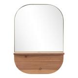 Everly Quinn Wood Framed Wall Mounted Makeup/Shaving Mirror Wood in Brown, Size 28.1 H x 19.9 W x 4.7 D in | Wayfair