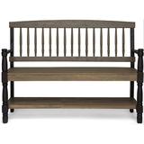 Loon Peak® Indoor Farmhouse Acacia Wood Bench w/ Shelf, Gray & Black Finish in Gray/Black, Size 36.0 H in | Wayfair