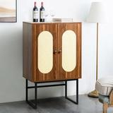 Bayou Breeze Ruhlman 40.5" Tall Steel 2 - Door Corner Accent Cabinet Wood/Metal in Brown, Size 40.5 H x 26.7 W x 15.7 D in | Wayfair
