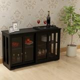 Latitude Run® Kitchen Storage Stand Cupboard w/ Glass Door-black Wood in Black/Brown, Size 24.6 H x 41.92 W x 12.99 D in | Wayfair