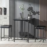 Latitude Run® 3 Piece Dining Set Compact 2 Chairs & Table Set w/ Metal Frame & Shelf Storage Bistro Pub Breakfast Space Saving For Apartment Wayfair