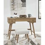 Signature Design by Ashley Furniture Vanity Light - Light Brown Thadamere Vanity & Upholstered Stool