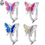 1pc/4pcs Butterfly Nose Ring Clip Non Piercing Ear Cuffs Tragus Helix Piercings Nariz Nez Fake Faux