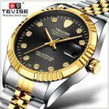 Tevise Luxury Brand Men Automatic Mechanical Watch Men Mesh steel Business Wristwatch Moon phase