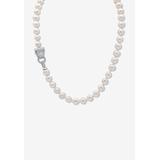 Women's Silvertone Round Pearl And Round Cz Panther Strand Necklace (1/2 Cttw) by PalmBeach Jewelry in Pearl