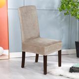 Red Barrel Studio® Velvet Fabric Dinning Chair Slipcover Set Of 2 Velvet in Brown, Size 23.0 H x 18.0 W x 18.0 D in | Wayfair