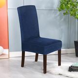 Red Barrel Studio® Velvet Fabric Dinning Chair Slipcover Set Of 2 Velvet in Blue, Size 23.0 H x 18.0 W x 18.0 D in | Wayfair